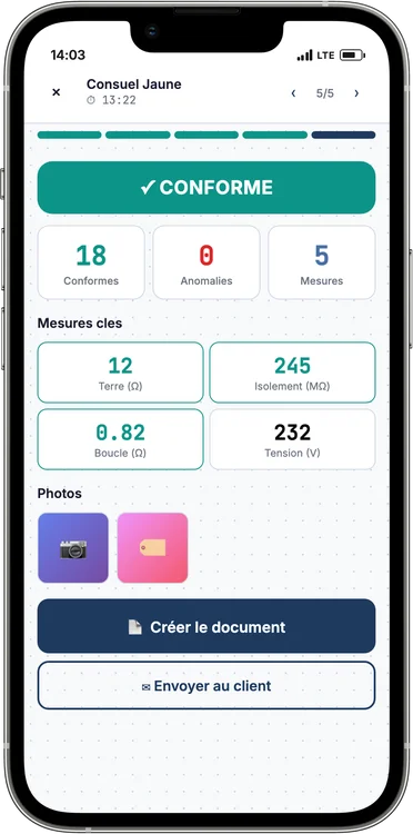 Résumé et signature électricien
