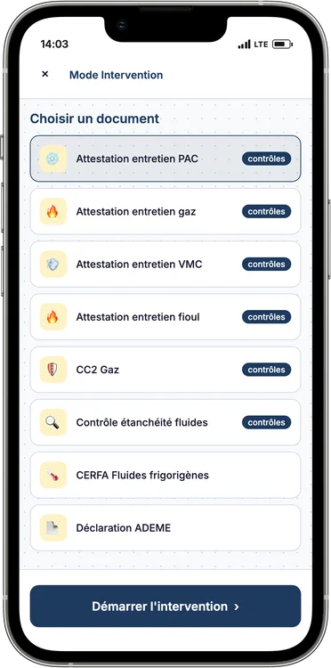 Sélection document CVC